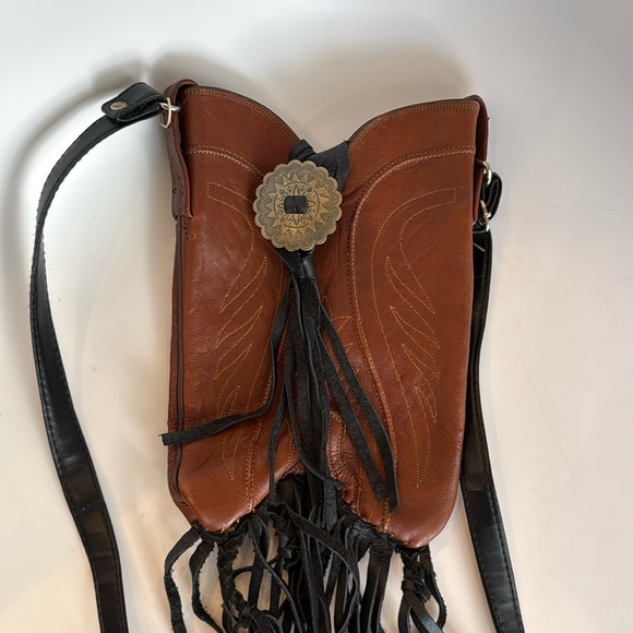 Lucchese Leather Repurposed Cowboy Boot Crossbody Bag - Picture 1 of 9